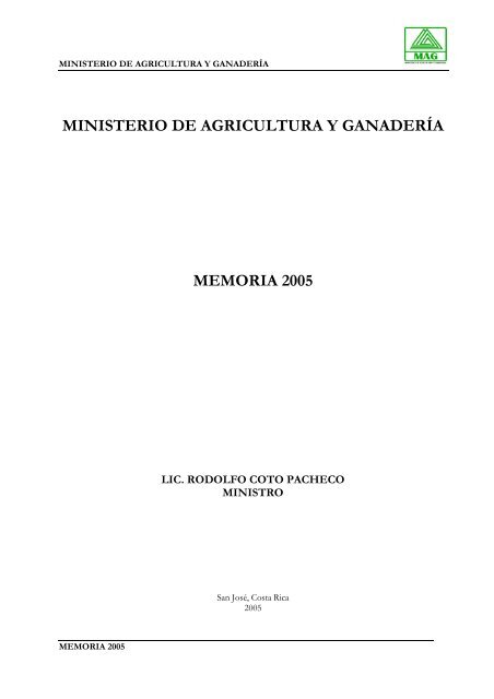 Memorias 2005 - Ministerio de Agricultura y GanaderÃ­a