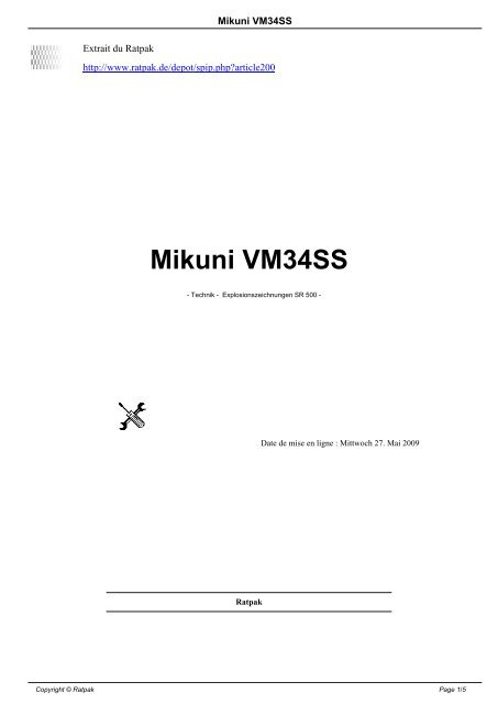 Mikuni VM34SS - Ratpak