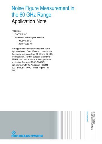 Noise Figure Measurement in the 60 GHz ... - Rohde & Schwarz