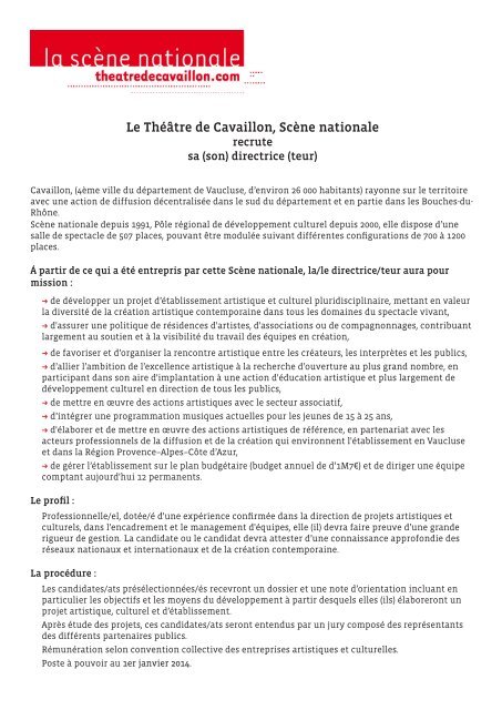 Le Théâtre de Cavaillon, Scène nationale