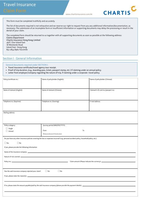 Travel Insurance Claim Form