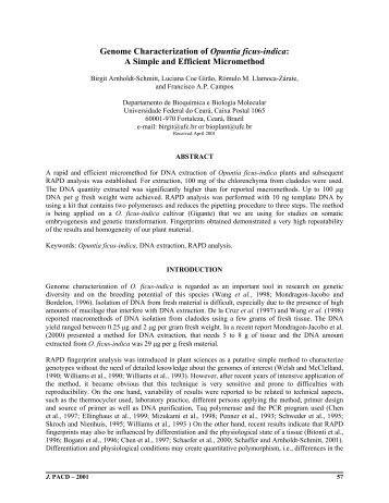 Genome Characterization of Opuntia ficus-indica: A Simple and ...