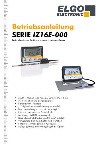 Betriebsanleitung SERIE IZ16E-000 - ELGO Electric GmbH