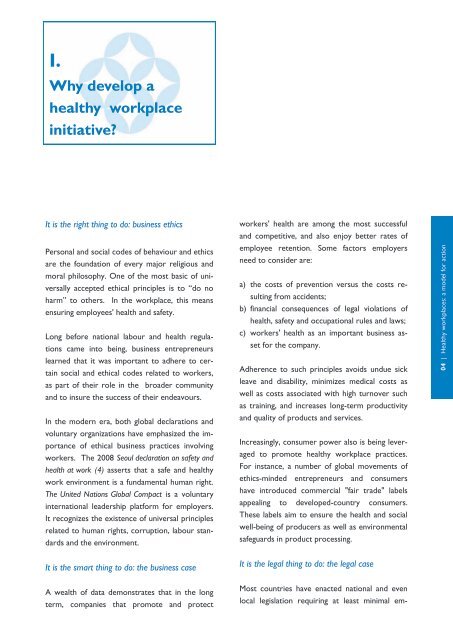 Healthy workplaces: a model for action - World Health Organization