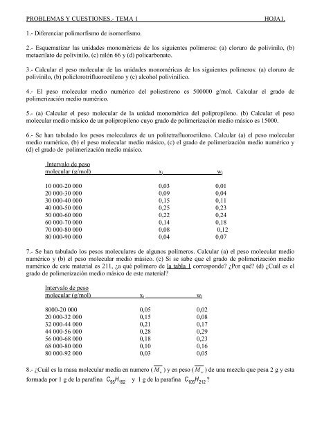 PROBLEMAS Y CUESTIONES.- TEMA 1 HOJA1. 1.- Diferenciar ...