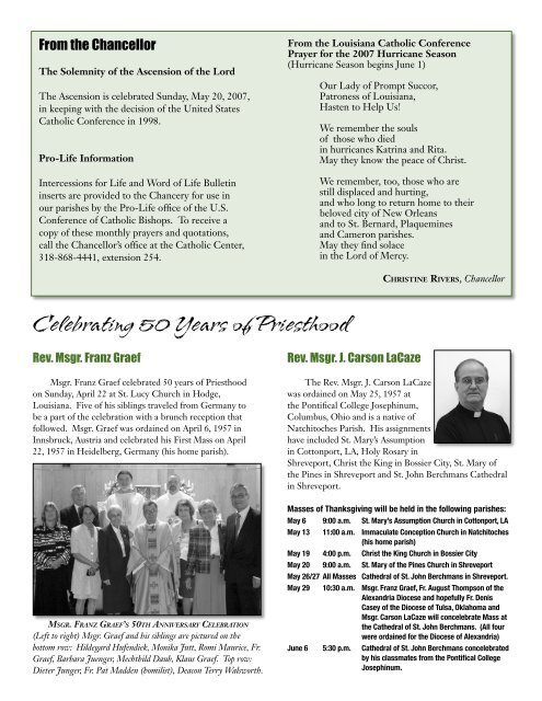 News Briefs - Diocese of Shreveport