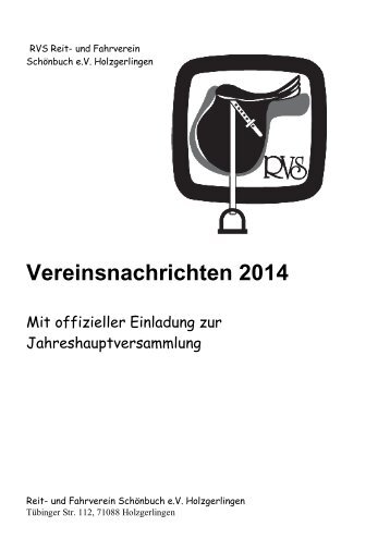 Vereinsnachrichten 2014 (PDF) - Reit- und Fahrverein Schönbuch eV