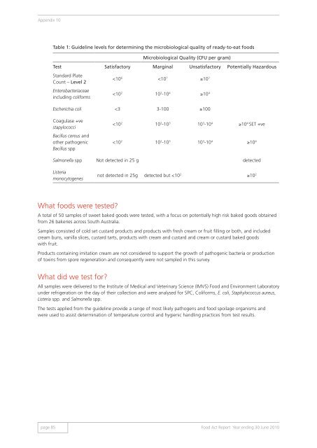 Food Act Report 2009/2010 - SA Health - SA.Gov.au