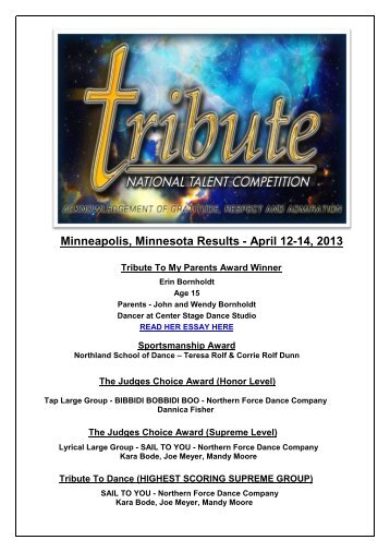 Minneapolis, Minnesota Results - Tribute National Talent