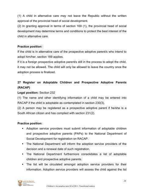 Children's Act Practice Note 2 of 2011 - LexisNexis South Africa