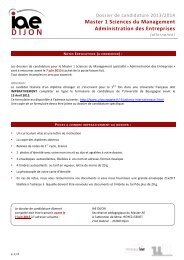 Master 1 Sciences du Management Administration des Entreprises