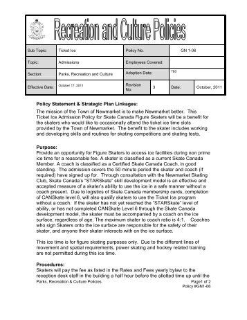 Ticket Ice Policy - Town of Newmarket