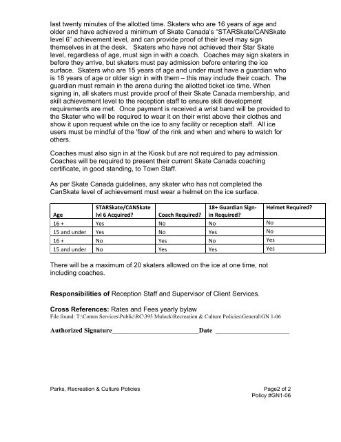 Ticket Ice Policy - Town of Newmarket