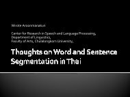 Thoughts on Word and Sentence Segmentation in Thai - NAiST