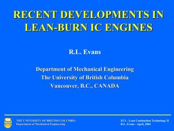 RECENT DEVELOPMENTS IN LEAN-BURN IC ENGINES