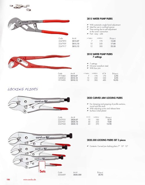 PRODUCT RANGE 2010 CAROLUS PRODUCT RANGE