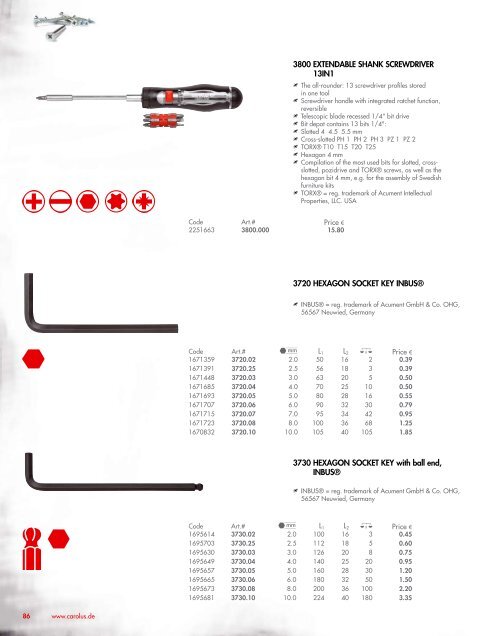 PRODUCT RANGE 2010 CAROLUS PRODUCT RANGE