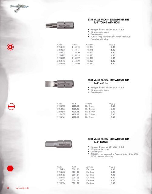 PRODUCT RANGE 2010 CAROLUS PRODUCT RANGE