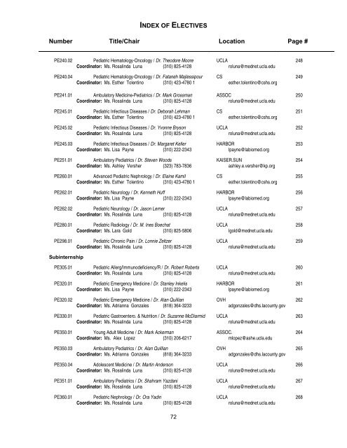 ELECTIVE CLERKSHIPS - Medical Student Resources - UCLA