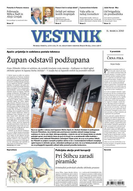 VESTNIK lahko kupite tudi na veÄini poÅ¡t v Pomurju.