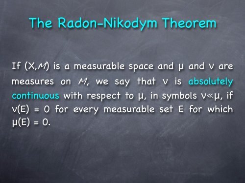 The Radon-Nikodym Theorem