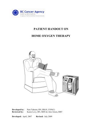 patient handout on home oxygen therapy - BC Cancer Agency