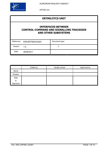 ertms/etcs unit interfaces between control-command and signalling ...