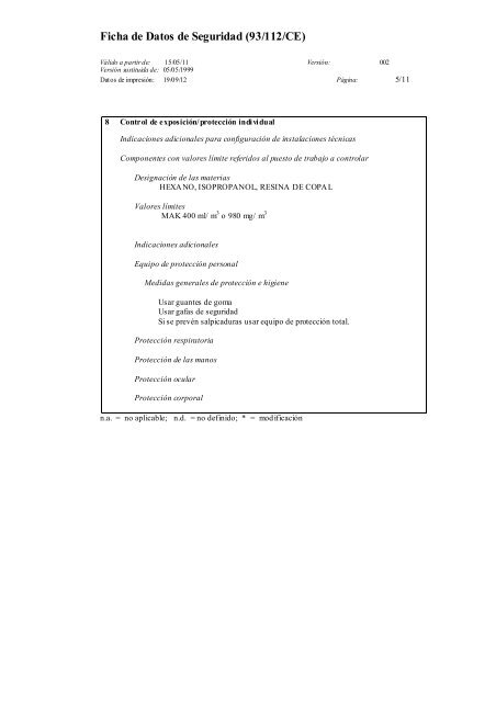 Ficha de Datos de Seguridad (93/112/CE) - DVD