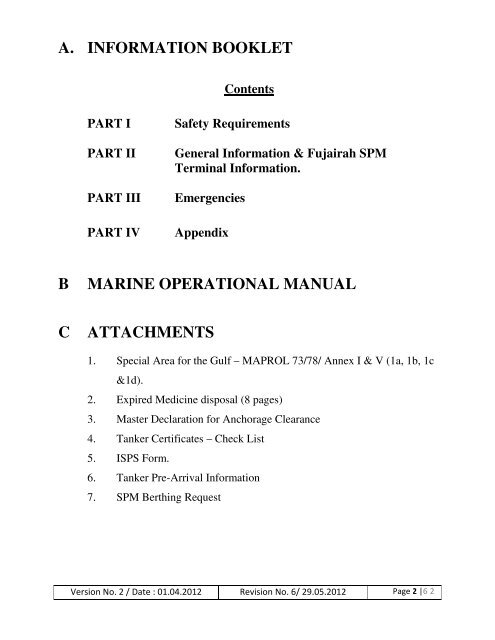 tankers calling at fujairah spm terminals ... - Port Of Fujairah