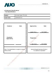 AUO Confidential For PROMATE Internal Use Only / 2011/8/16