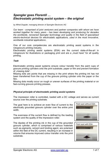 Spengler goes Florentil Ã¢ÂÂ¦ Electrostatic printing assist system