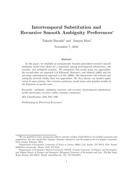 Intertemporal Substitution and Recursive Smooth Ambiguity ...