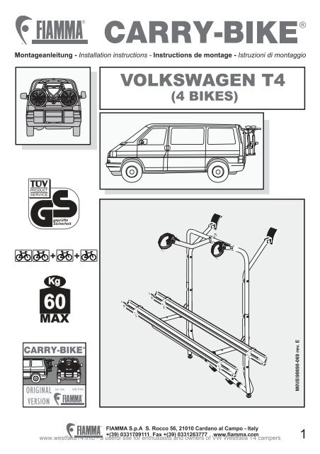 Fiamma t4 bike sales rack fitting instructions