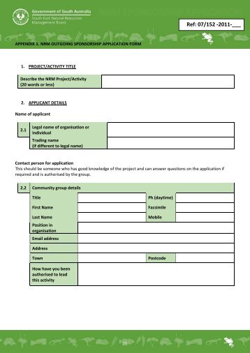 Outgoing Sponsorship Application Form - South East Natural ...