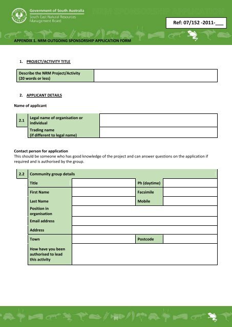 Outgoing Sponsorship Application Form - South East Natural ...