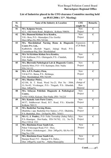 Report dated 09.03.2006 - West Bengal Pollution Control Board