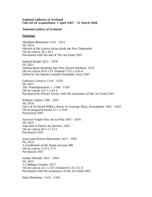 Annual Review 2007-2008 addendum - National Galleries of Scotland