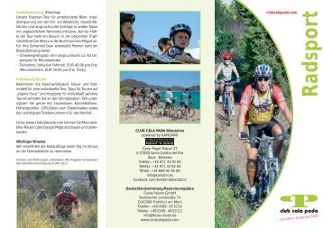 Flyer "Radsport" - Club Cala Pada