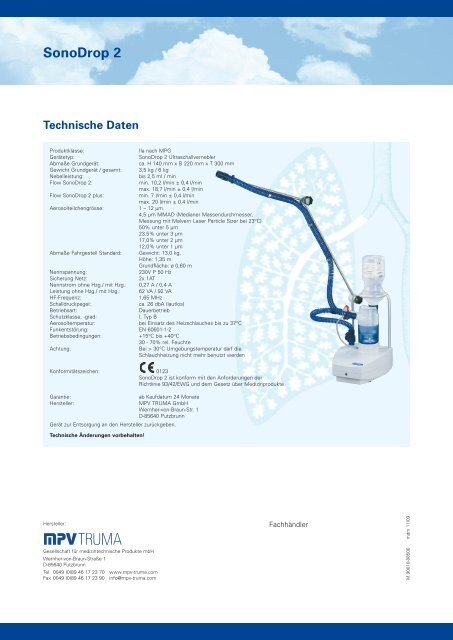 SonoDrop 2 Ultraschallvernebler - MPV MEDICAL GmbH