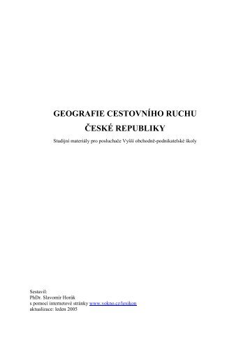 geografie cestovnÃ­ho ruchu ÄR