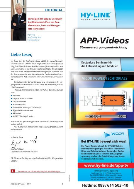 APPLICATION GUIDE - Elektronik Industrie