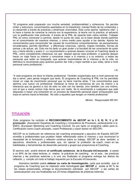 X Promoción del Programa Superior de Coaching Organizacional ...