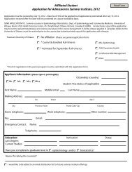 Affiliated Student Summer Application Form