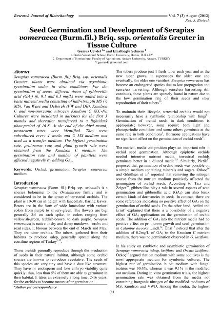 Seed Germination and Development of Serapias vomeracea (Burm ...