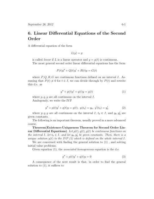 6. Linear Differential Equations of the Second Order--general ...