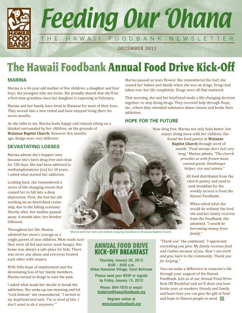 ANNUAL FOOD DRIVE KICK-OFF BREAKFAST - Hawaii Foodbank