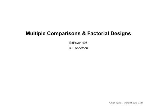 Multiple Comparisons & Factorial Designs