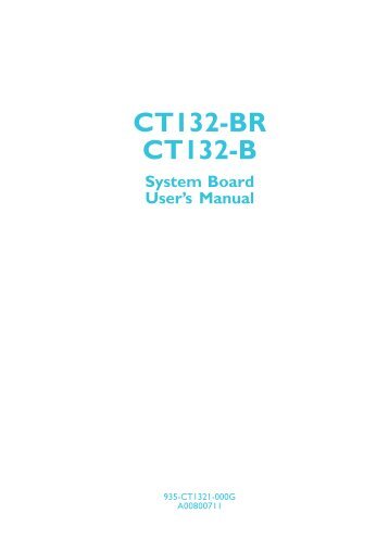 CT132-BR CT132-B System Board User's Manual - Dfi-itox.com