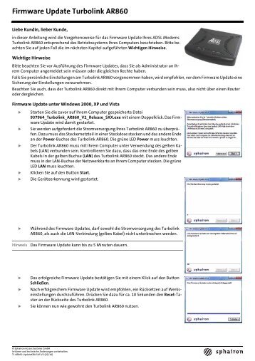 Firmware Update Turbolink AR860 - Sphairon