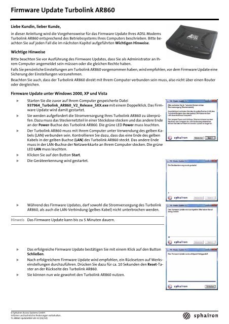 Firmware Update Turbolink AR860 - Sphairon